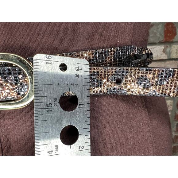 Nine west belt braided sparkly animal print y2k bronze black gold - Picture 8 of 12
